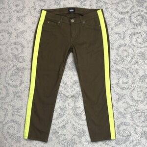 Hudson Loulou Chopin Olive Green Neon Tuxedo Women's Capri Skinny Jeans Size‎ 26